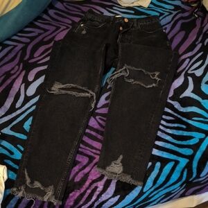 Zara | Black Distressed Boyfriend Jeans